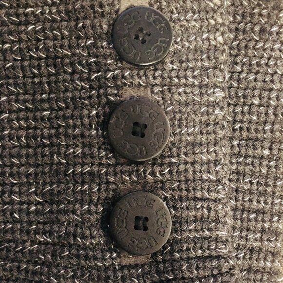UGG Australia Gray Classic Cardy Ribbed Knit Tall Slip On Wood Button Boots 8 - Picture 7 of 11